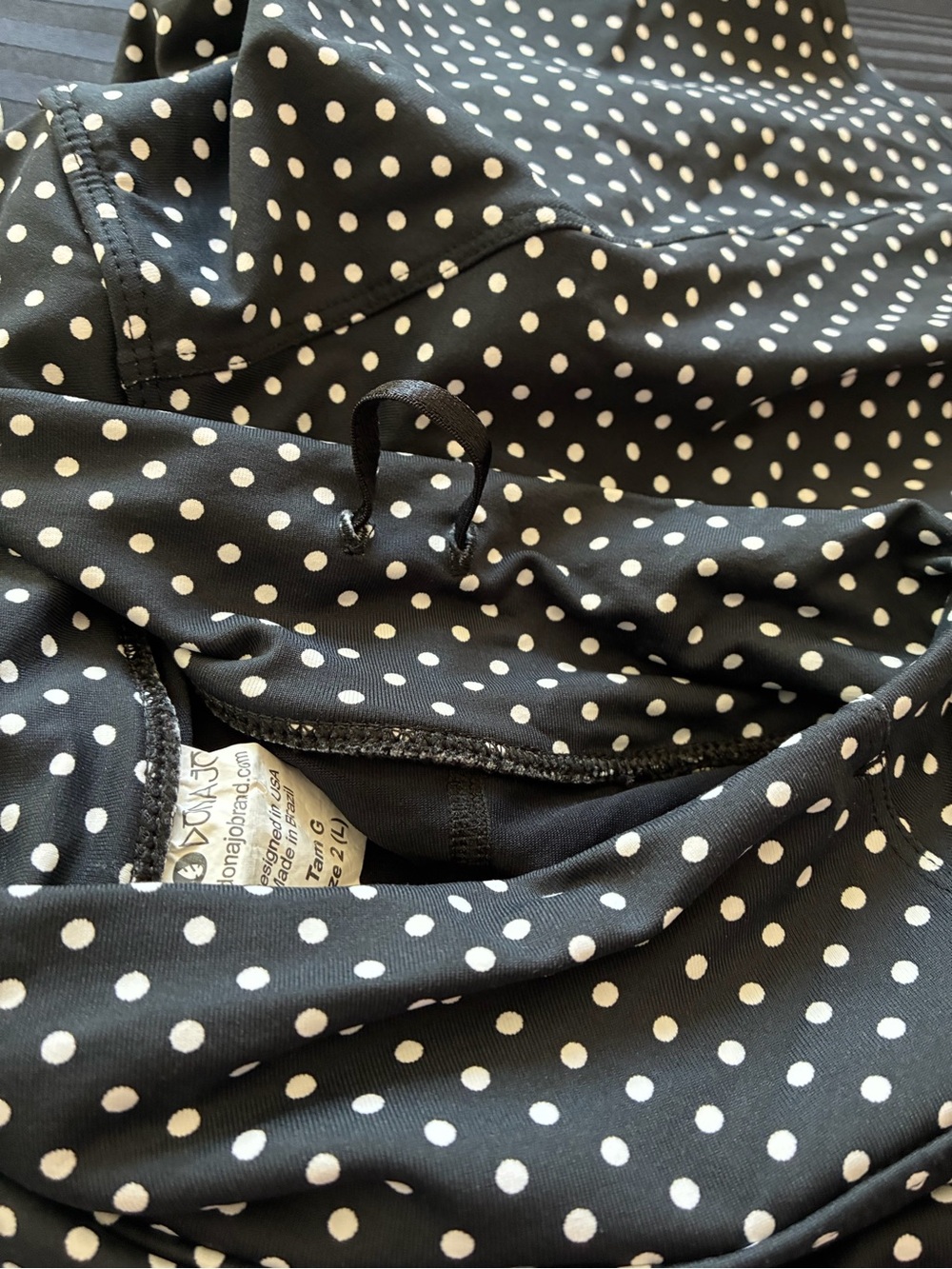 Dona Jo Black Polka Dot Skirted Capri Leggings - Women's Active Pants - Picture 3 of 5